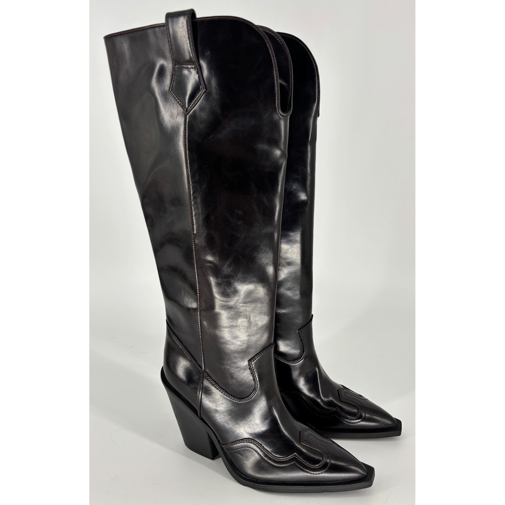Abound Zahra Western Tall Boots Brown Chocolate Women Size 7 Pointed Toe Heel